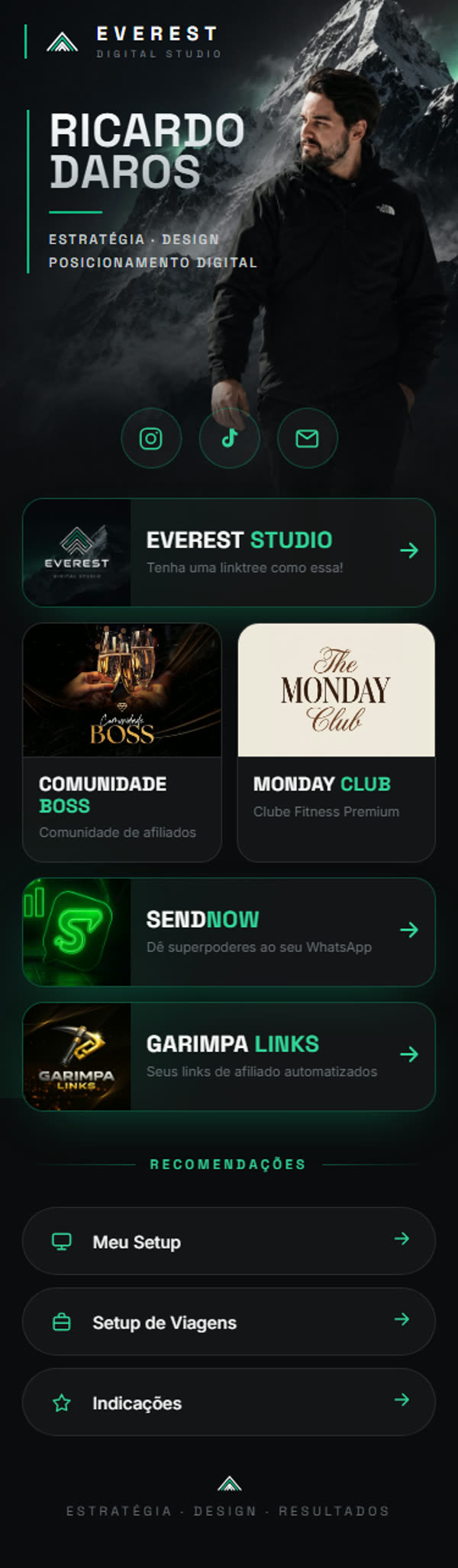 Bio do Ricardo Daros no Instagram